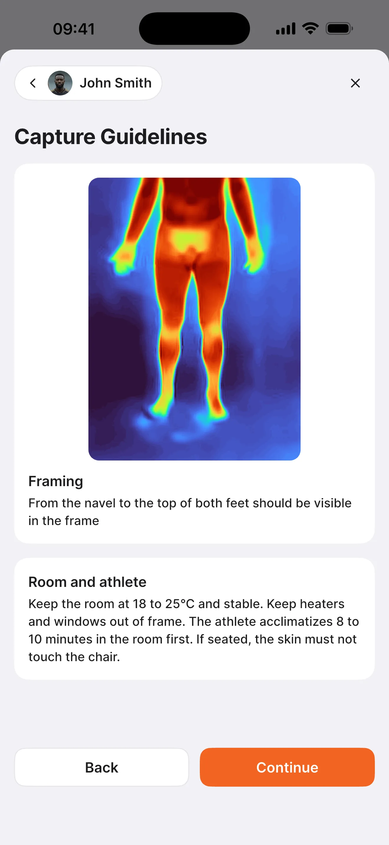 Capture guidelines with a thermal preview on a phone